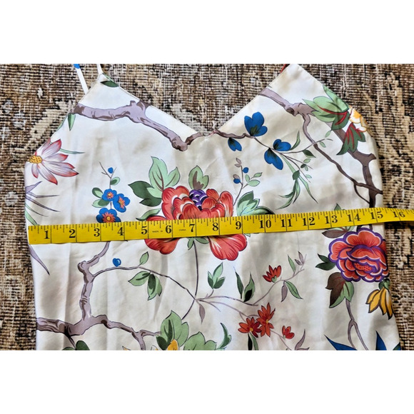 Natori White Floral Satin Robe & Slip Dress Set Women’s Small 2-Piece Lounge - Picture 5 of 11